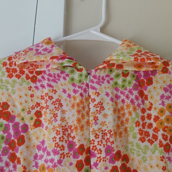 Amish Mennonite Cape Dress 36"B 31"W Vintage 60s Style Pink Orange - Picture 13 of 16